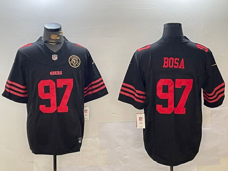 Men San Francisco 49ers #97 Bosa Black three generations 2024 Nike Limited NFL Jersey style 2